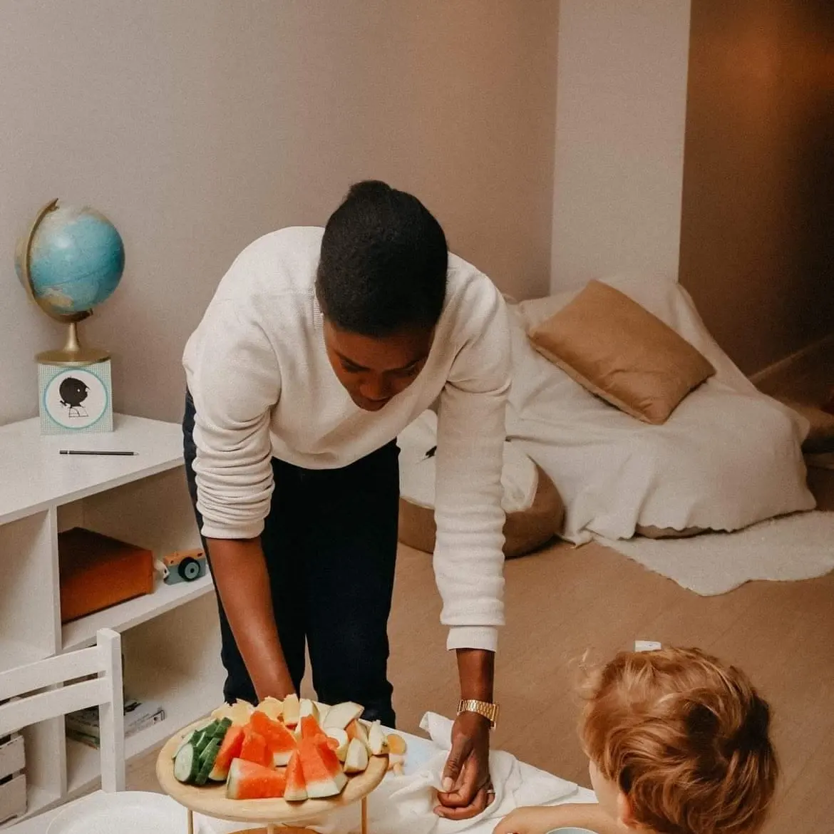 Juf Stacy in het atelier